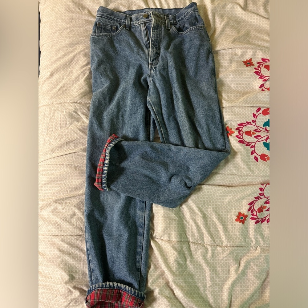 Women’s vintage L.L. Bean double relaxed fit flannel jeans